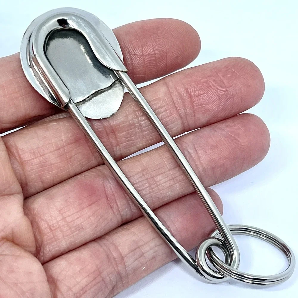 Giant Safety Pin Keyring Bear‎ Paw Print Coral Key Chain Navajo 4in Native USA